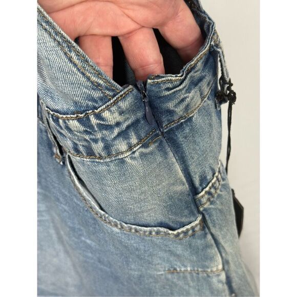 One X Oneteaspoon Starr Issue Light Wash Denim Overall Dress Size Large NWT - Picture 9 of 12